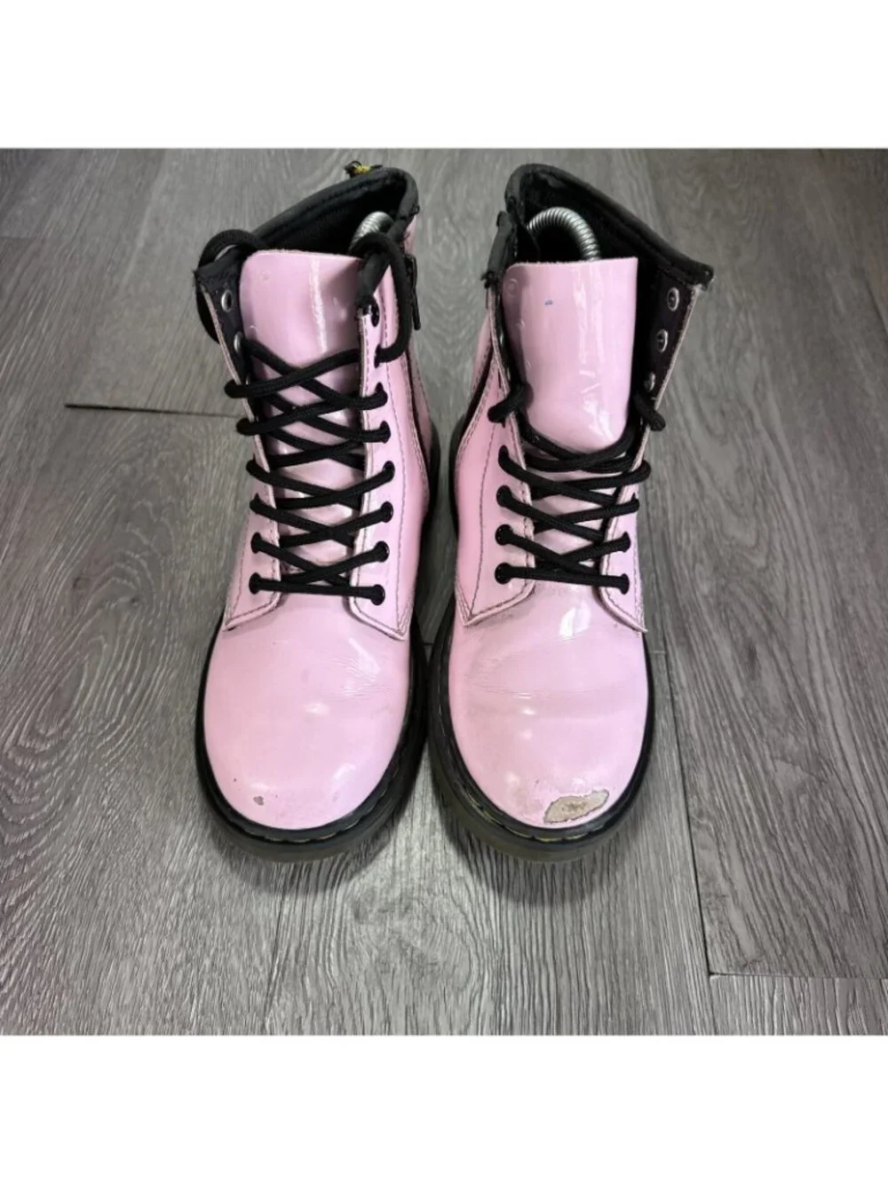 Dr. Martens 1460 J Pink Leather Round Toe Lace Up/Zip Ankle Boots Kids Sz 2 Read